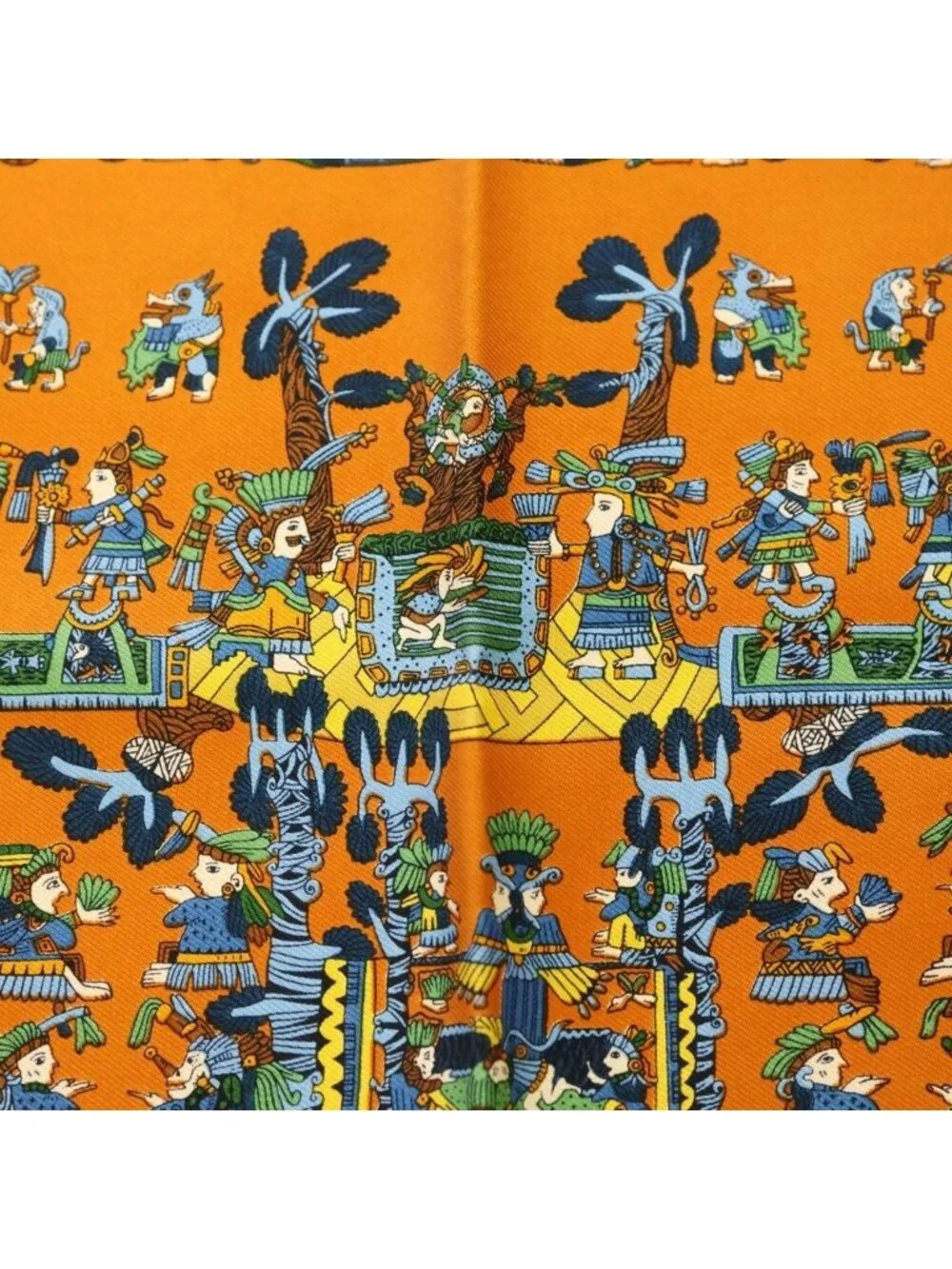 Hermes Carre 50 Celestial Bodies And Sun Silk Scarf Orange